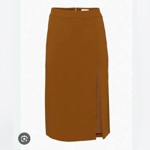 Wilfred Rust-Brown Midi Pencil Skirt with Side Slit 101350